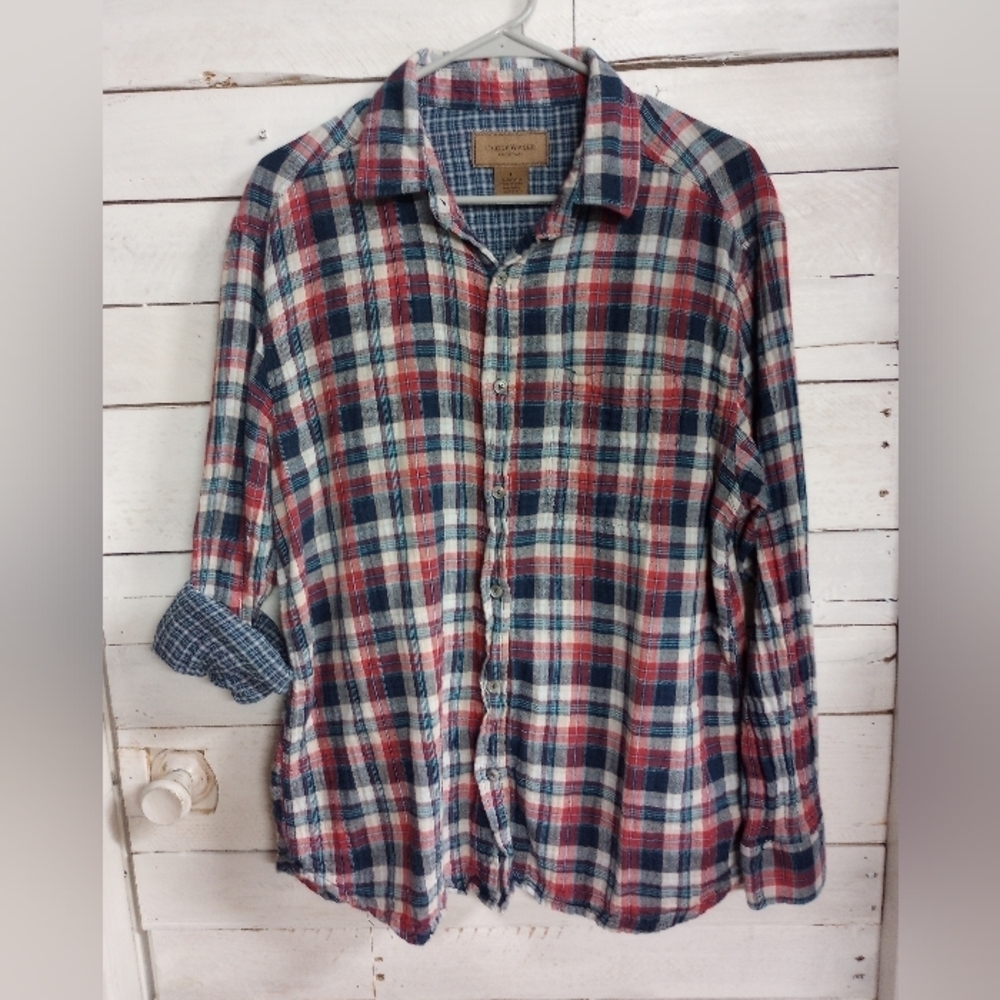 Clearwater Outfitters Mens Large Button Up Shirt Casual Long Sleeve Red Plaid *